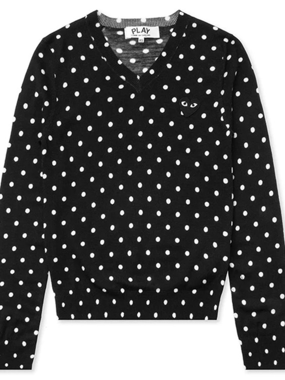 Authentic BNWT Comme des garçons Black Polka Dot V-Neck cashmere Sweater size L